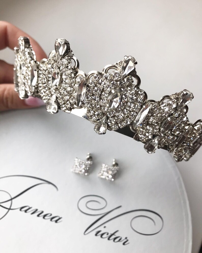 Handmade Crown Silver Tiara Crystal Crown Bridal Tiara Etsy