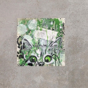 Original picture Comic Cat - hand-painted acrylic painting collage graffiti cat tomcat unique piece handmade wall picture abstract piece of art 30 cm