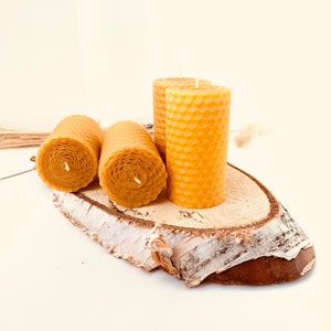 Set van 4 handgerolde Pure bijenwas kaarsen / honing kaars