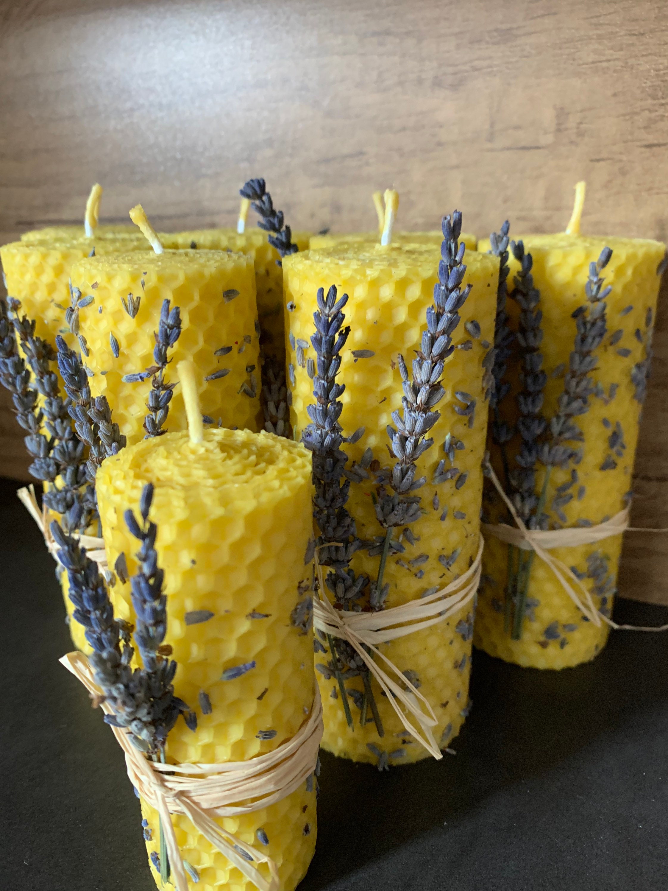 Lavender Candle / Lavender Beeswax Candles / Honey Candle Etsy