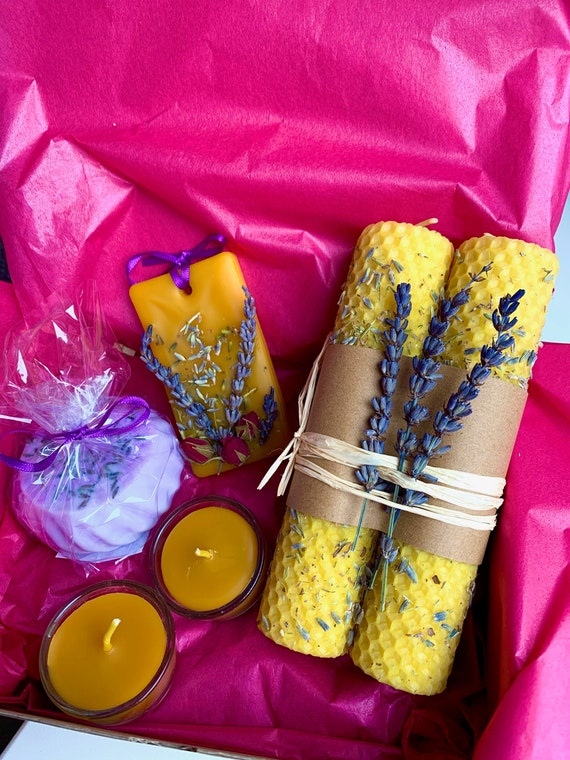 Lavender Gift Set Mother's Day Natural Beeswax Candle Etsy