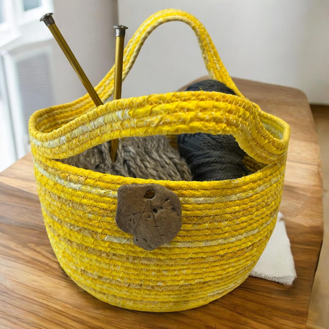 Large Rope Storage Large Coiled Rope Storage Basket With Handles, Handmade Fabric Tote ...