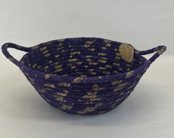 Small purple basket, coiled basket, rope bowl, handmade, gift basket