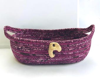 Coiled Rope Basket, Coffee Pod Holder, Purple Kitchen Basket