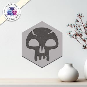 HexaBoard Magic The Gathering (MTG) – Marsh Terrain – Black Mana – Modulare magnetische Wanddekoration aus Holz für Geeks