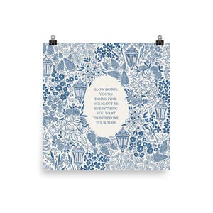 Matte Print in Blue | Slow Down You're Doing Fine | Billy Joel, Vienna