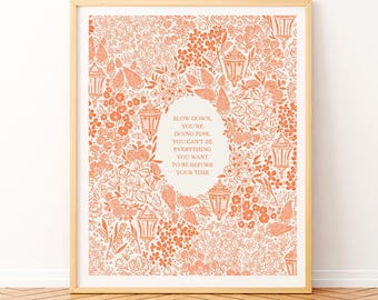Billy Joel Vienna Print: Orange Floral Wall Art (Digital Download)