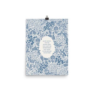 Matte Print in Blue | Slow Down You're Doing Fine | Billy Joel, Vienna