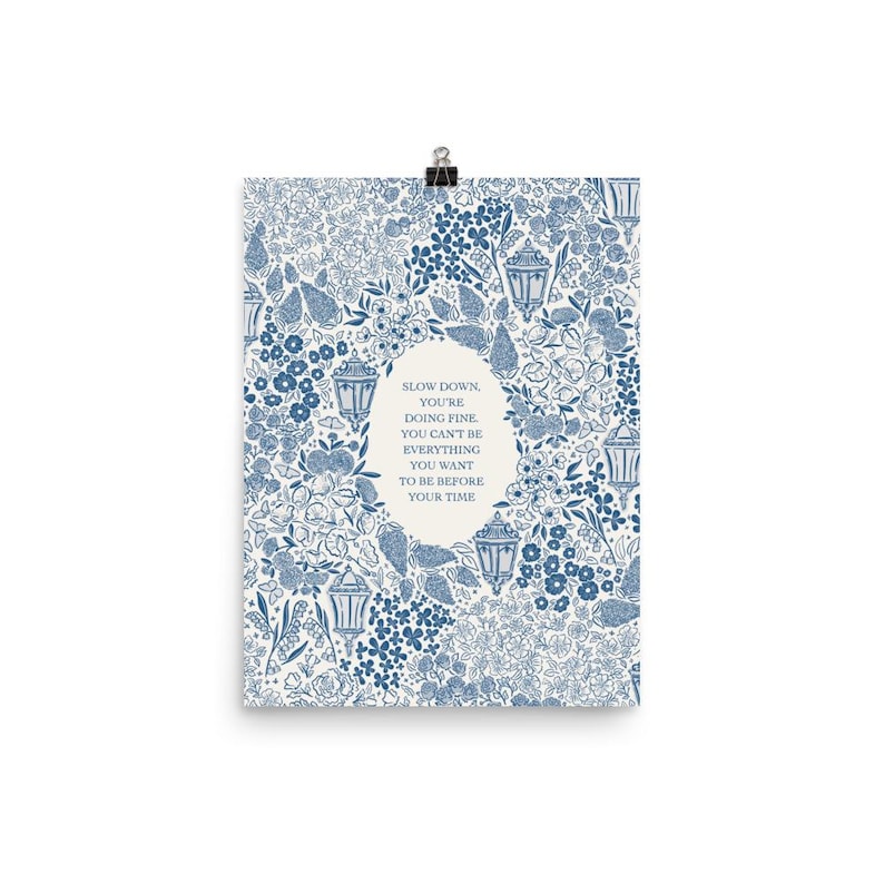 Matte Print in Blue | Slow Down You're Doing Fine | Billy Joel, Vienna