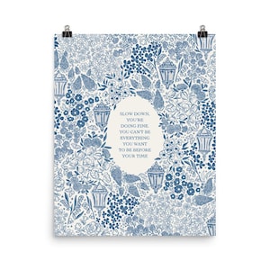 Matte Print in Blue | Slow Down You're Doing Fine | Billy Joel, Vienna