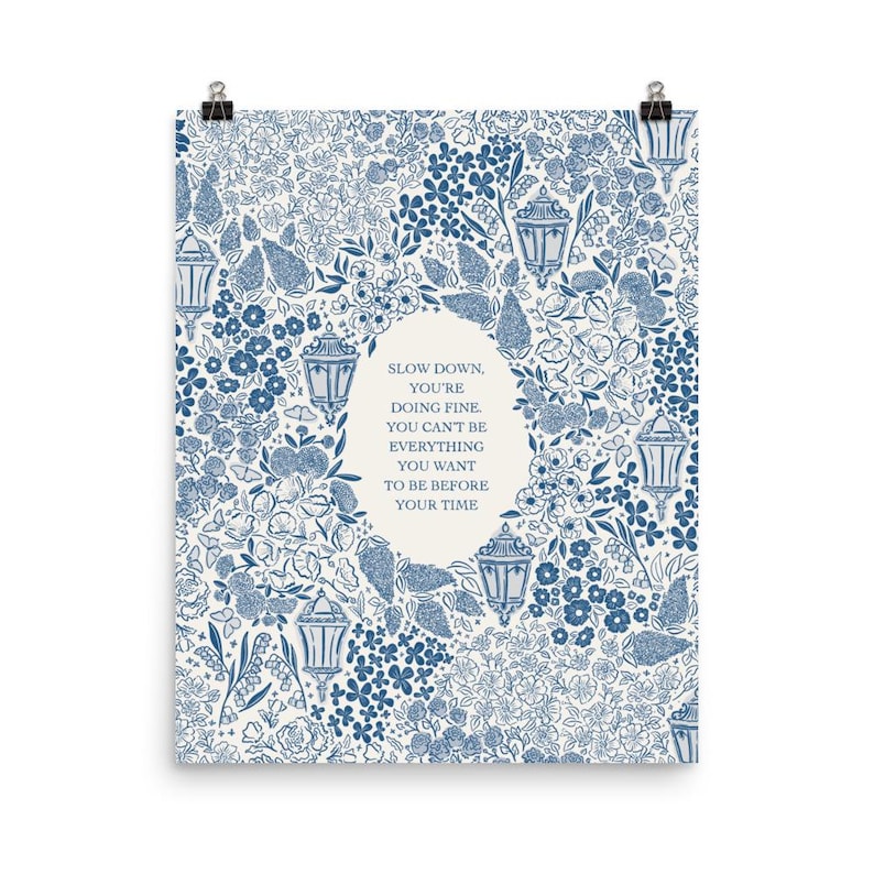 Matte Print in Blue | Slow Down You're Doing Fine | Billy Joel, Vienna