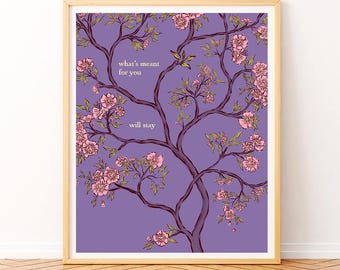 Botanical Quote Print | Purple Pink Victorian Floral Art (Digital Download)