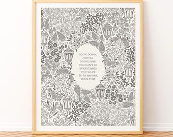 Billy Joel Vienna Lyrics Print – Gray Floral Wall Art (Digital Download)