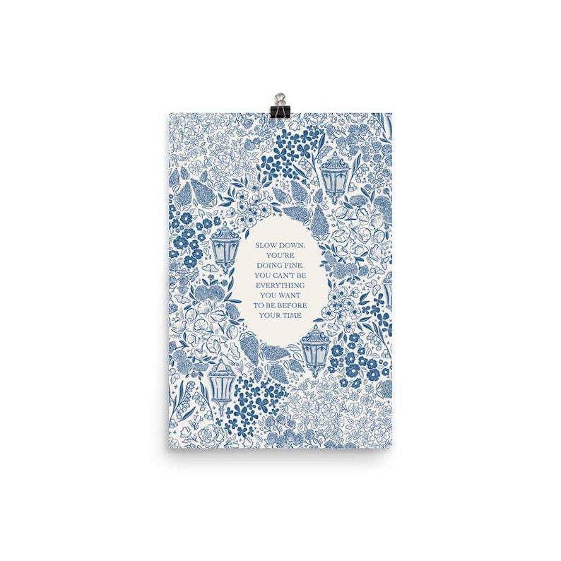 Matte Print in Blue | Slow Down You're Doing Fine | Billy Joel, Vienna
