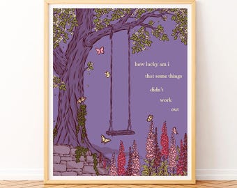 Whimsical Tree Swing Art Print | Cottagecore Botanical Illustration (Digital Download)