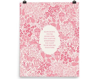 Matte Print in Pink | Slow Down You're Doing Fine | Billy Joel, Vienna