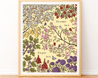 Botanical Quote Print, Vintage Floral Art, Cottagecore Decor (Digital Download)
