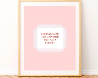 Motivational Quote Print: White Lace Heart, Pink Art (Digital Download 8x10 JPEG)