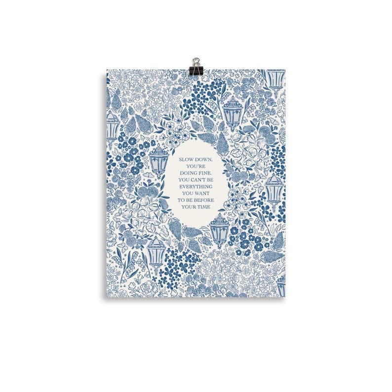 Matte Print in Blue | Slow Down You're Doing Fine | Billy Joel, Vienna
