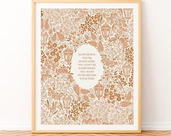 Billy Joel Vienna Lyrics Print: Vintage Brown Floral Wall Art (Digital Download)