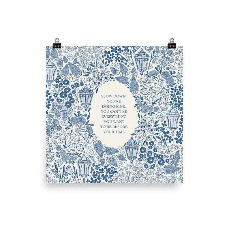 Matte Print in Blue | Slow Down You're Doing Fine | Billy Joel, Vienna