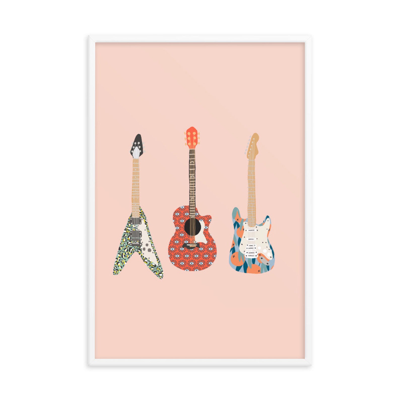 Guitars Framed poster Etsy