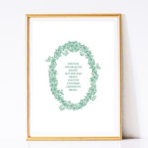 Inspirational Quote Art Print: Green Floral Wreath (Digital Download)