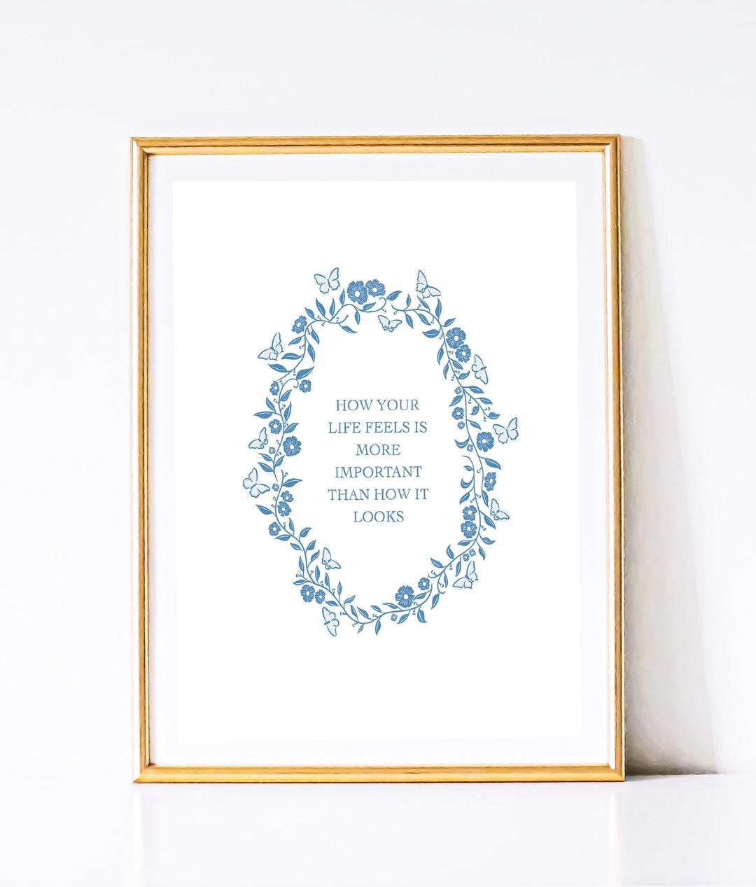 Blue Floral Wreath Art Print: Inspirational Quote (digital Download) - Etsy