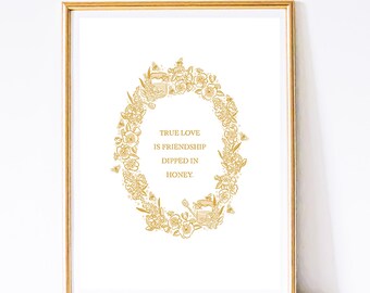 Floral Friendship Quote Art: Gold Wreath Design (8x10 Digital Download)