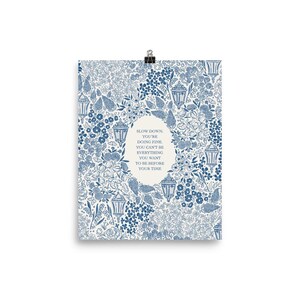 Matte Print in Blue | Slow Down You're Doing Fine | Billy Joel, Vienna