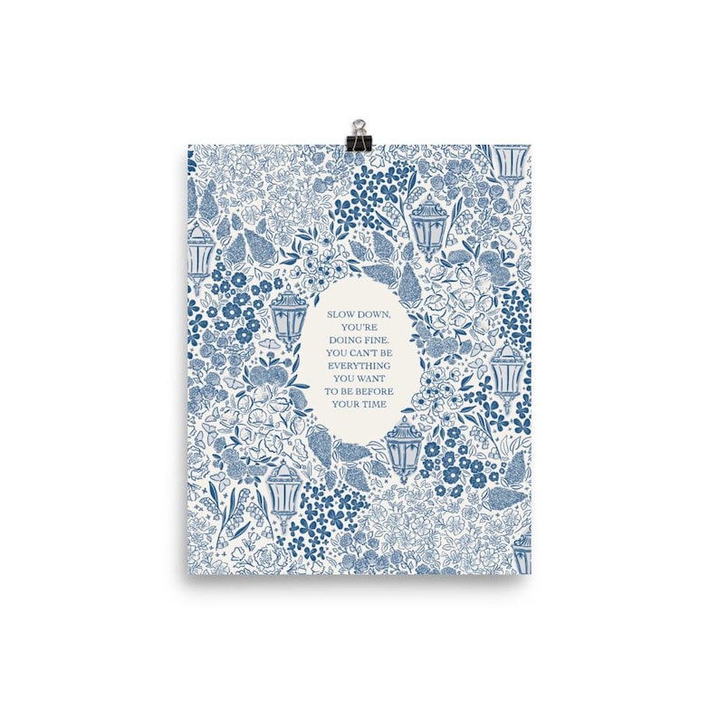 Matte Print in Blue | Slow Down You're Doing Fine | Billy Joel, Vienna