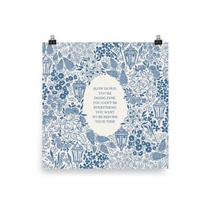Matte Print in Blue | Slow Down You're Doing Fine | Billy Joel, Vienna