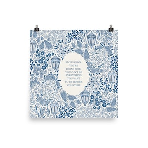 Matte Print in Blue | Slow Down You're Doing Fine | Billy Joel, Vienna