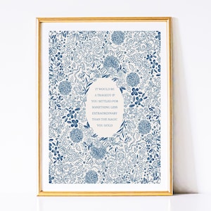 Inspirational Quote Art Print: Vintage Blue Floral (Digital Download)