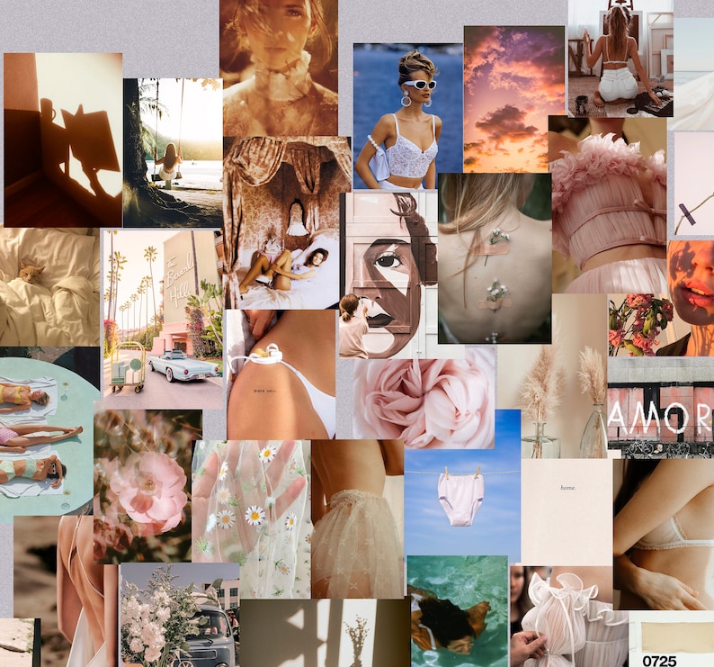 100 pcs photo collage kit beige aesthetic tezza collage kit Etsy