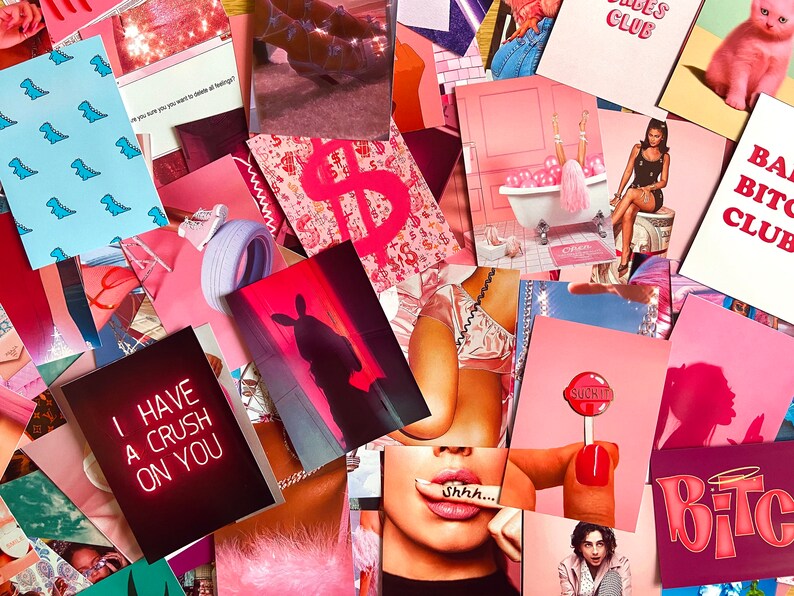 100 pcs collage kit wall decor tezza collage kit pink photo Etsy
