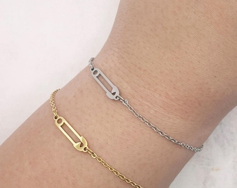 Safety Pin Stainless Steel Adjustable Chain Bracelet Anklet, Unique Edgy Safety Pin Charm, Punk Rock Goth Emo Jewelry, Fashion Designer Gift