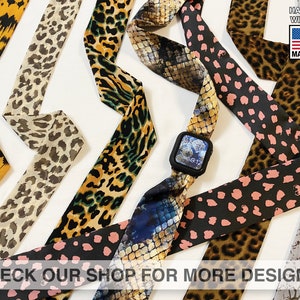 Wrap Scarf Wrist Band for Apple Watch, Printed Long Ribbon Scarves, Bag Bow Tie, Headband. Series 3 4 5 6 7 8, 38mm 40mm 41mm 42mm 44mm 45mm