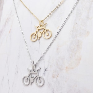 Bike Necklace, Bicycle Stainless Steel Necklace, Cycle Cycling Racing Jewelry, Gift for Cyclists Hipster Retro Bike, Tour de France BMX Race