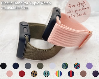 Adjustable Elastic Apple Watch Band, Breathable Comfy & Soft Stretchy Watch Band. Series 3 4 5 6 7 8 9 SE, 38mm 40mm 41mm 42mm 44mm 45mm