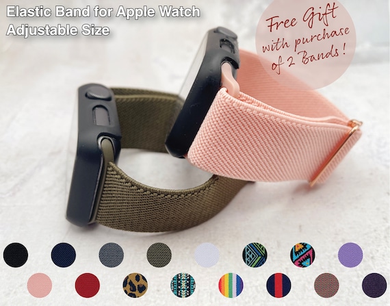 Adjustable Elastic Apple Watch Band, Breathable Comfy & Soft Stretchy Watch Band. Series 3 4 5 6 7 8 9 SE, 38mm 40mm 41mm 42mm 44mm 45mm