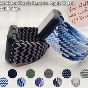 Adjustable Braided Nylon Elastic Apple Watch Band, Soft Comfy Stretchy Watch Band. Series 3 4 5 6 7 8 9 10 / Sizes 38 40 41 42 44 45 46mm