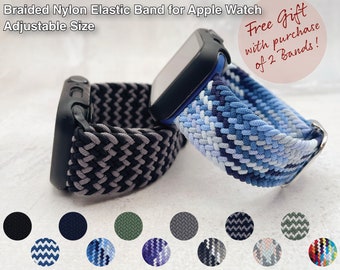 Adjustable Braided Nylon Elastic Apple Watch Band, Soft Comfy Stretchy Watch Band. Series 3 4 5 6 7 8 9 10 / Sizes 38 40 41 42 44 45 46mm