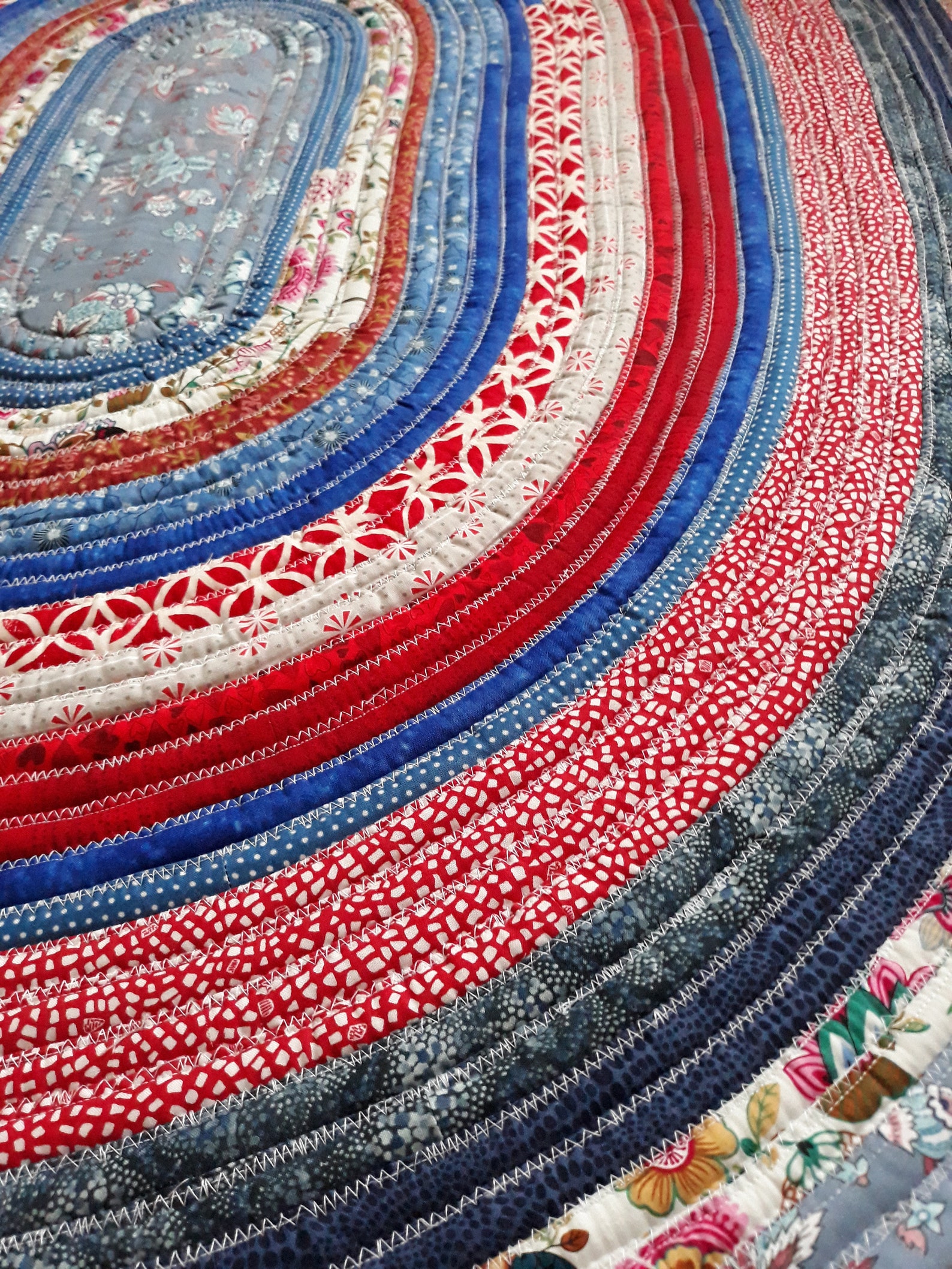 Jelly Roll Rug Red Oval Rug Blue Rag Rug Country Door Mat Etsy