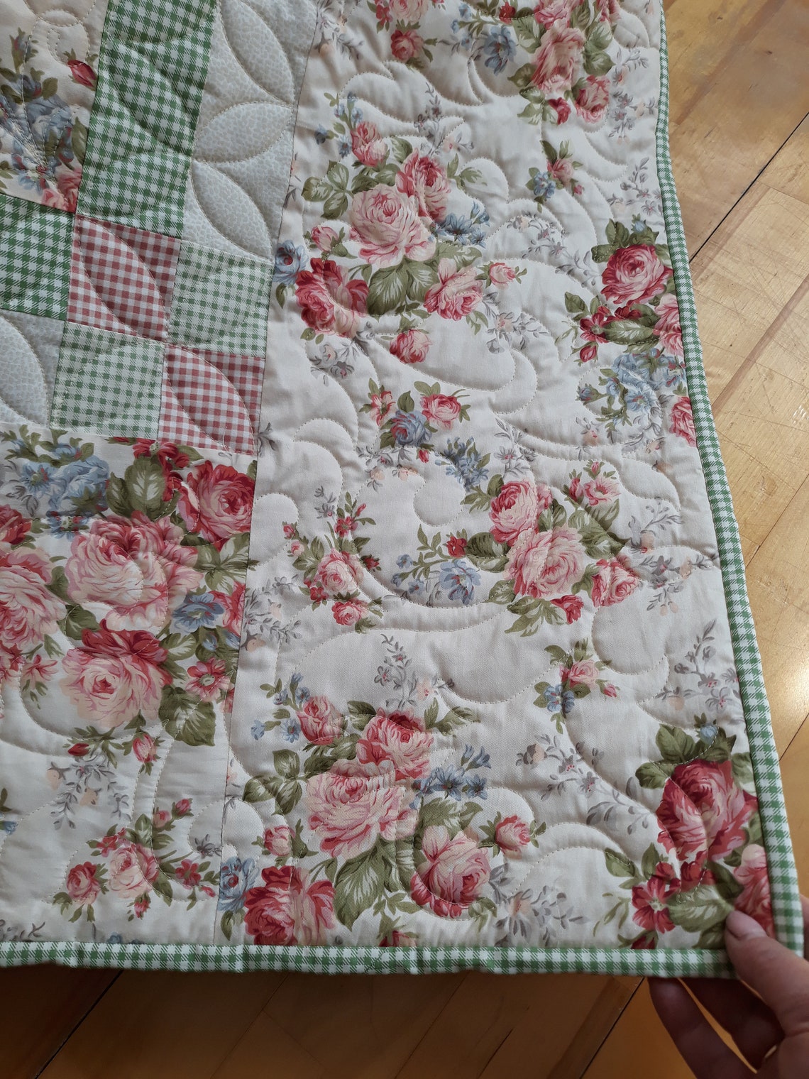 Handmade patchwork quilt in the style of shabby chic. King Etsy