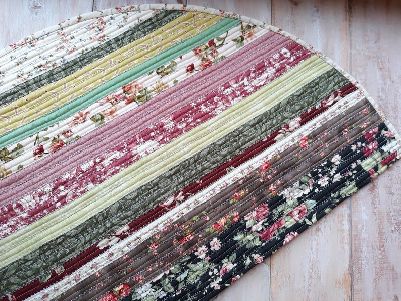 Jelly roll rug Semicircular textile bedside mat made from Etsy