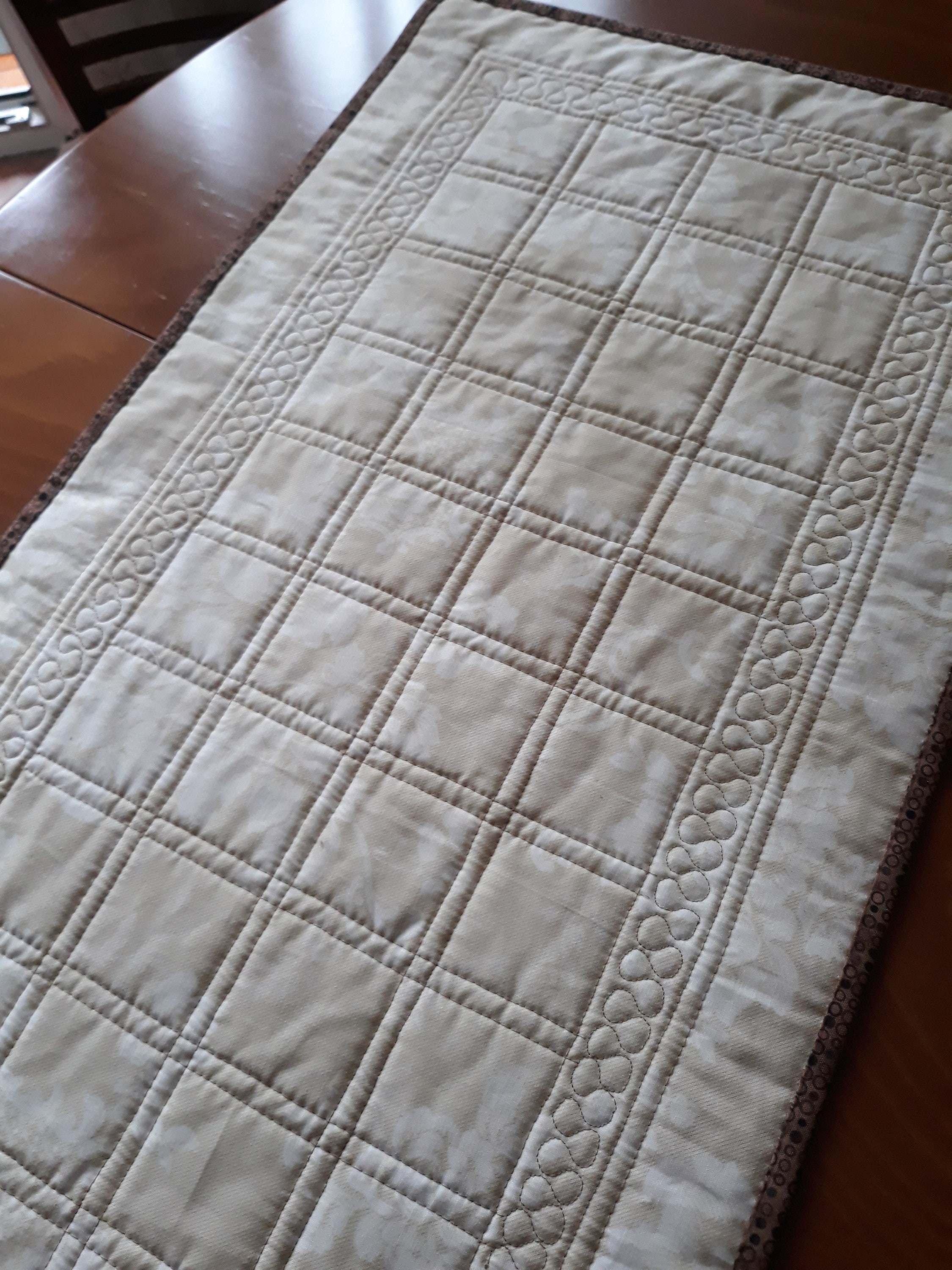 Rustic table runner red and beige table topper handmade Etsy