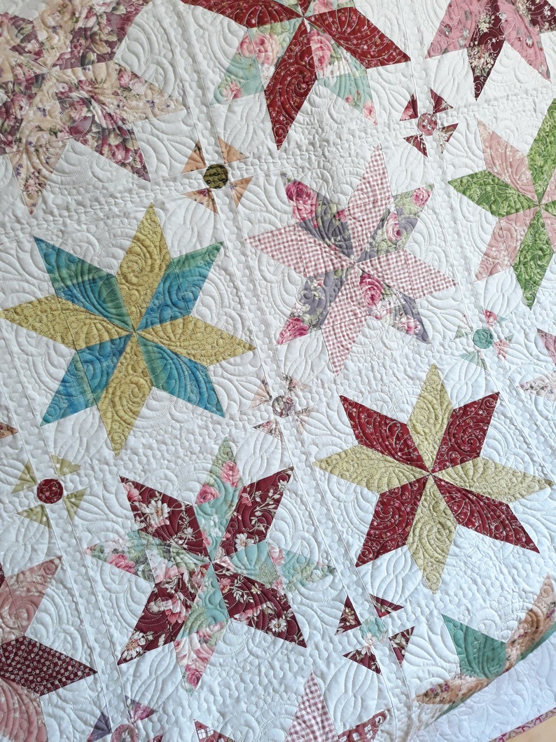 Queen size quilt star quilt king cottage style bedspreads Etsy