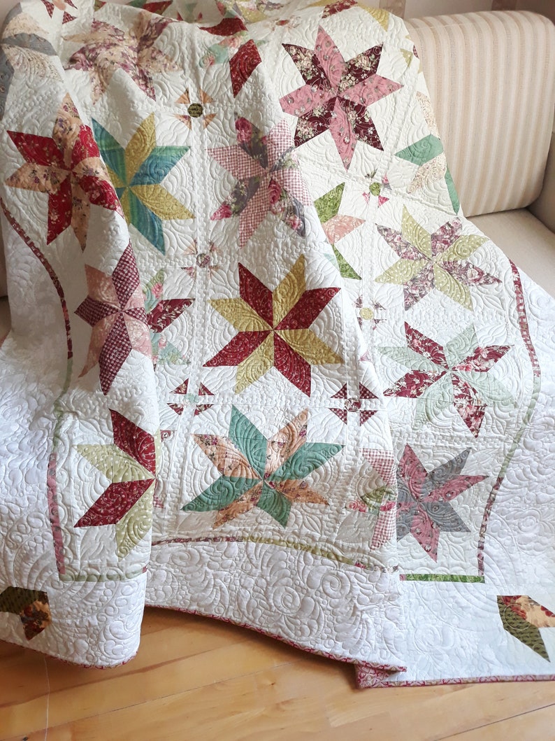 Queen size quilt star quilt king cottage style bedspreads Etsy