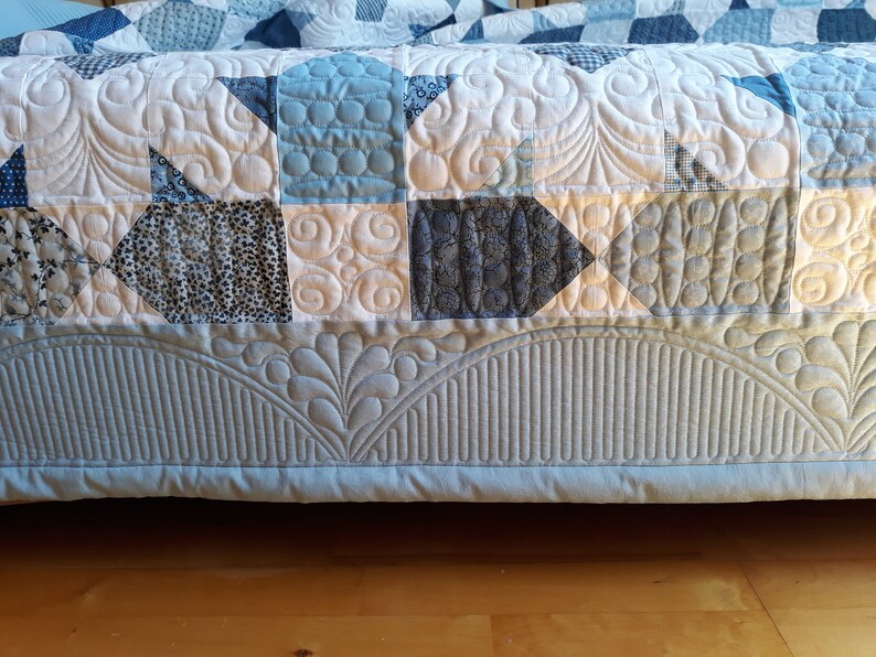Blue quilt king quilted bed set bedspread and two Etsy